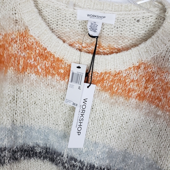 Workshop Sweater XL Cream Ivory Orange Stri - Picture 4 of 7